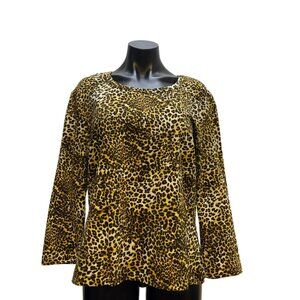 NWT St. John Blouse Leopard Print Top  XL